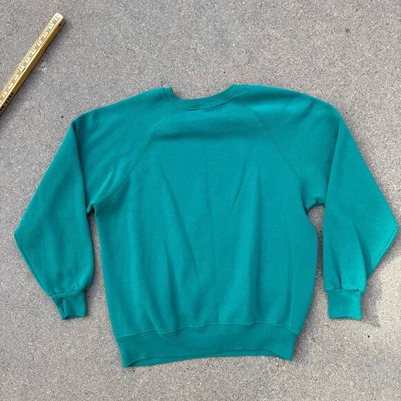 Vintage Sturdy Sweats by Lee Raglan Teal Men's Crewneck Blank Sweatshirt LARGE? - Picture 2 of 8